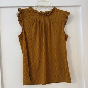 Adrianna Papell Mustard Ruffled Blouse
